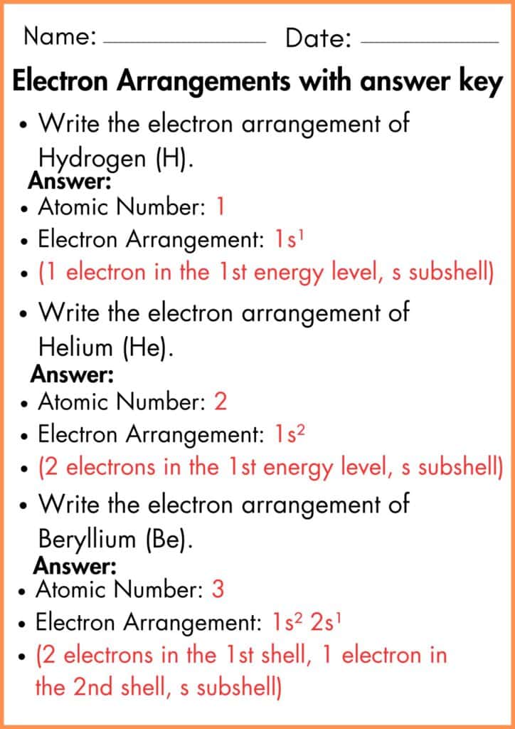 image showing electron arrangements worksheet