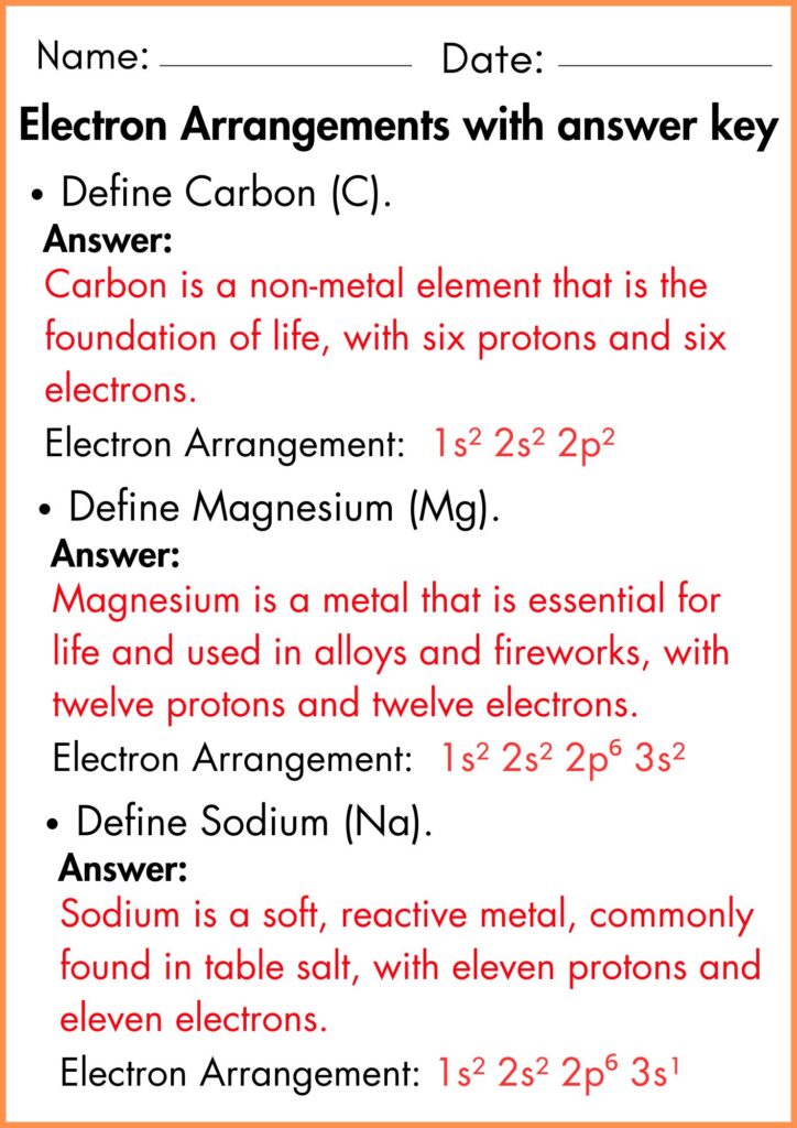 image showing electron arrangements worksheet with answer key