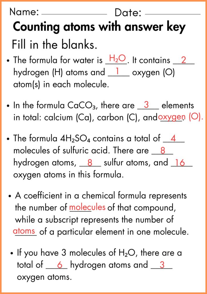 image showing Counting atoms worksheet answer key