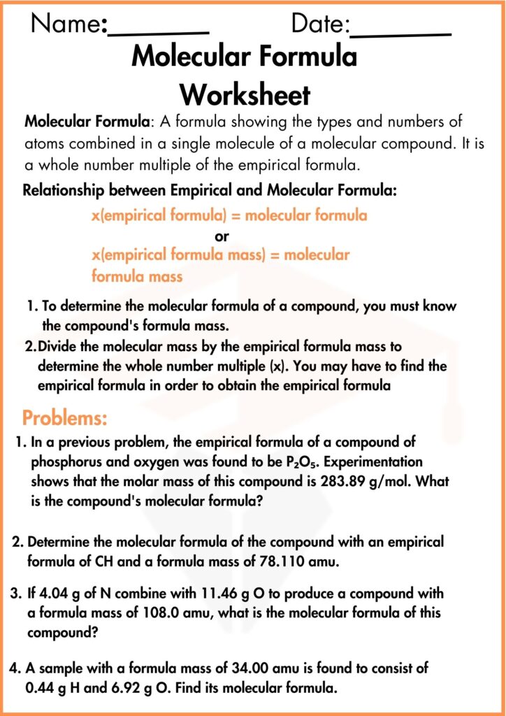 Image showing molecular formula worksheet