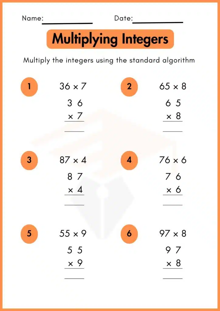 image showing multiplying integers worksheet