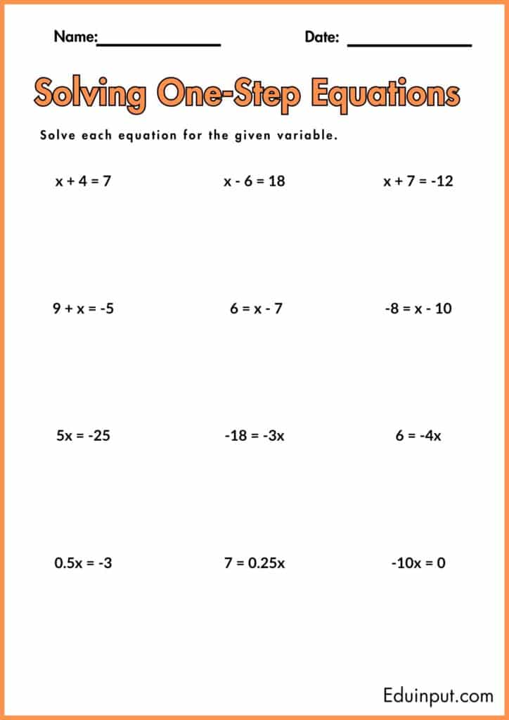 image showing solve each equation for the given variable worksheet