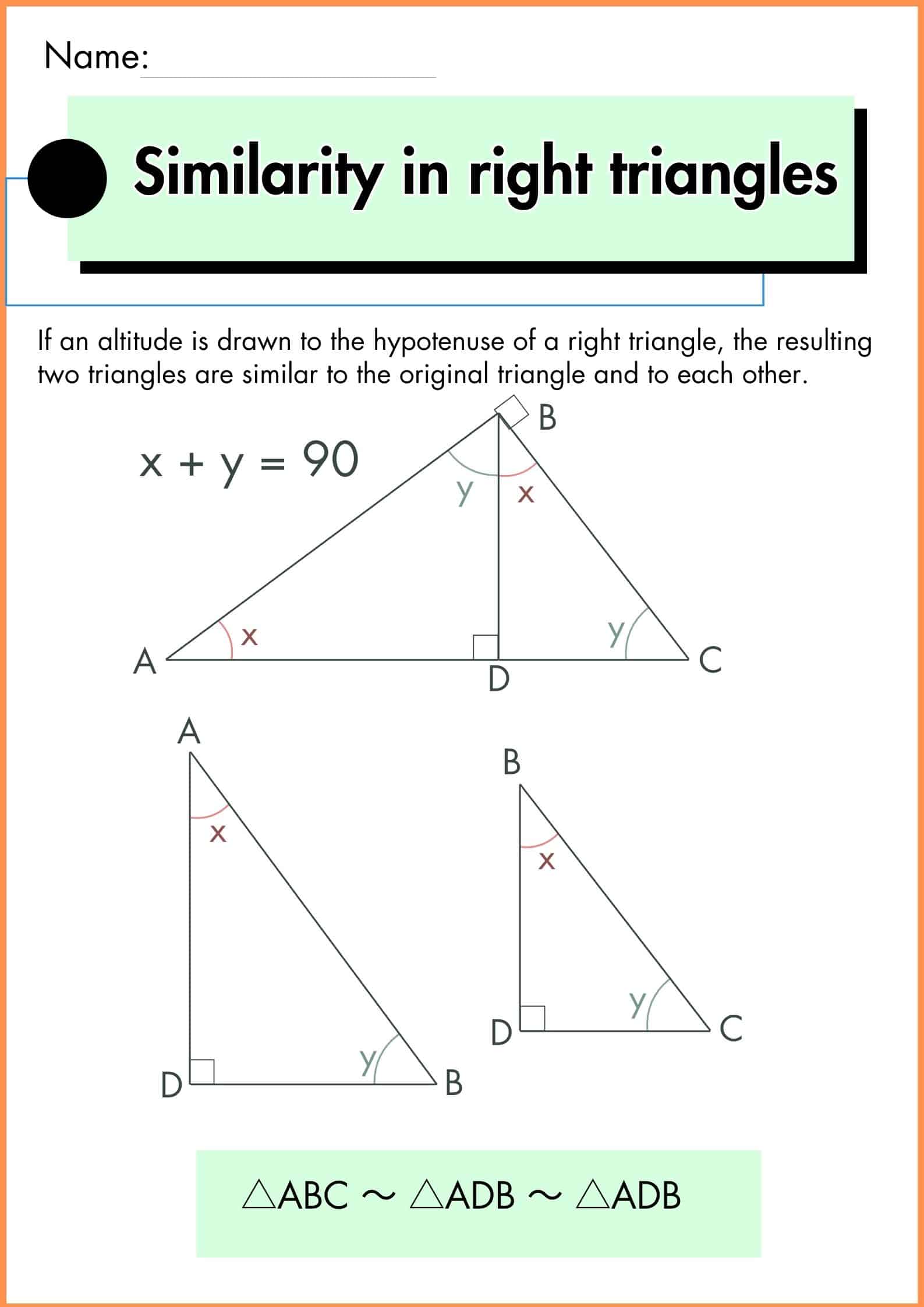 Right triangle trigonometry worksheet with answers
