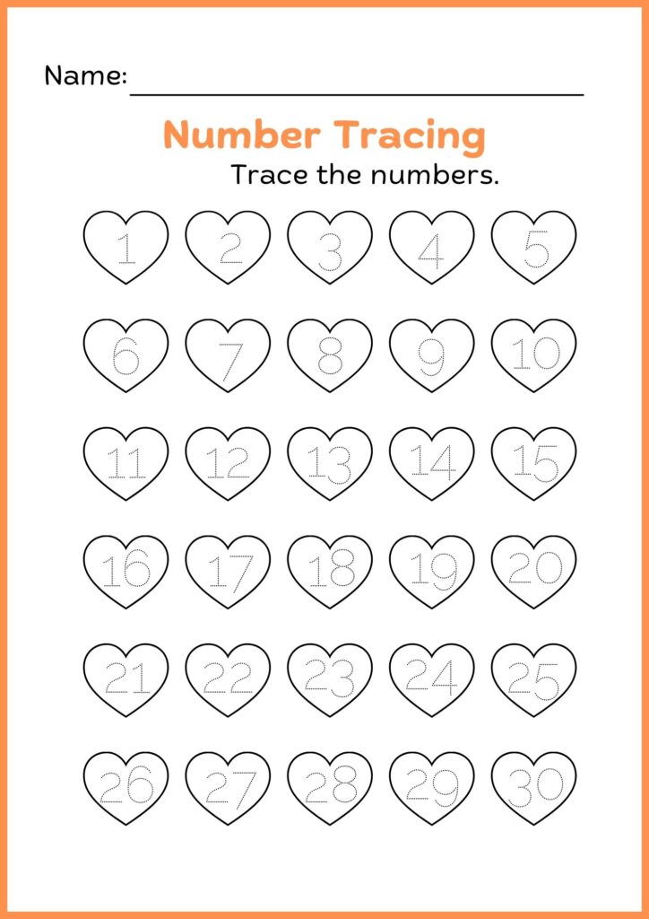 image showing Trace the heart shape worksheets