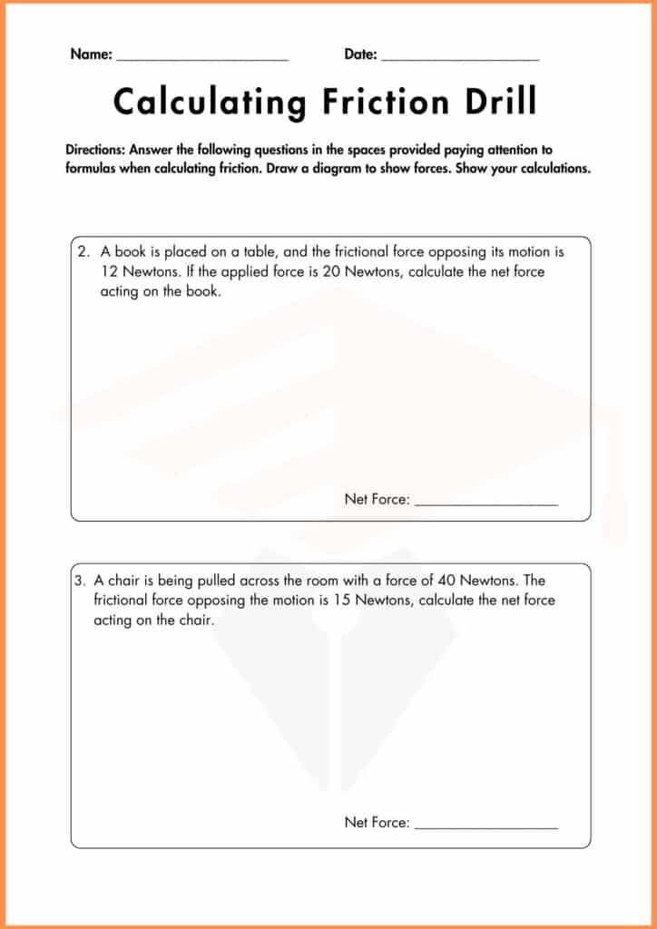 image showing question calculating friction worksheet 