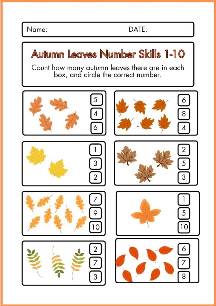image showing circle the correct option fall math worksheet