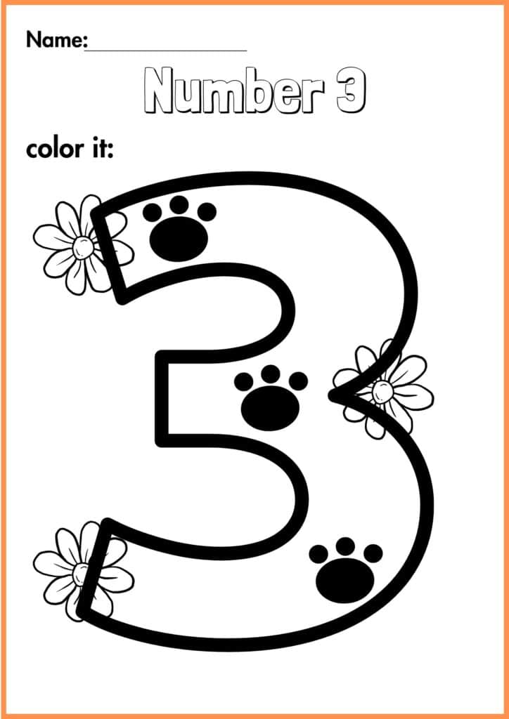 image showing color it the number 3 worksheet