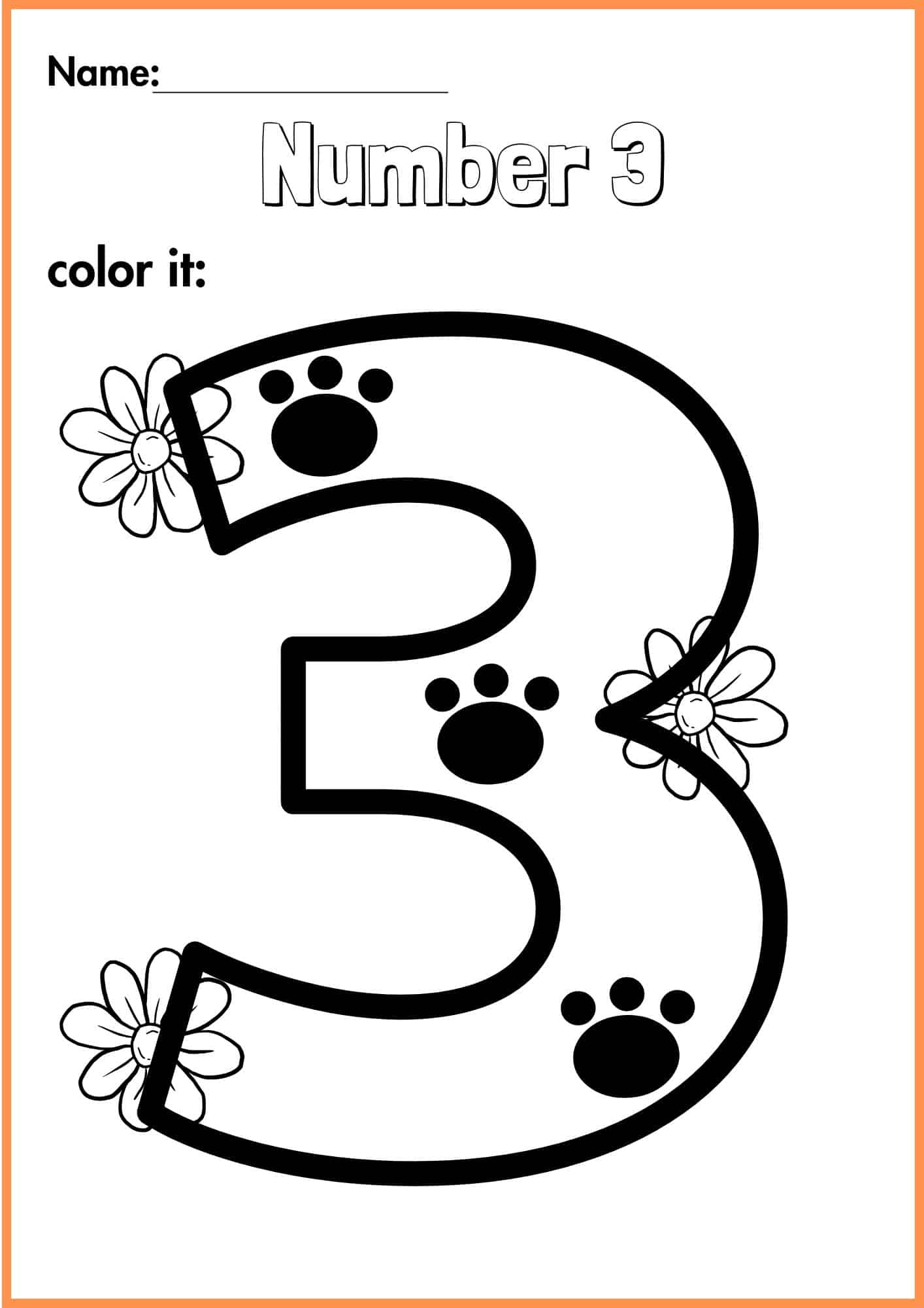 Number 3 Coloring Worksheet
