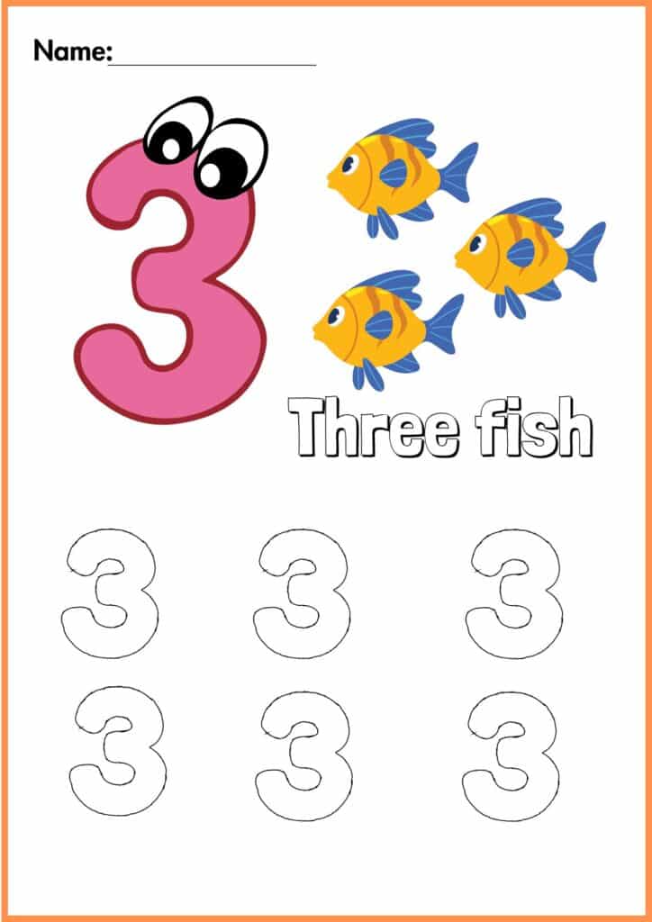 image showing color the number 3 worksheet