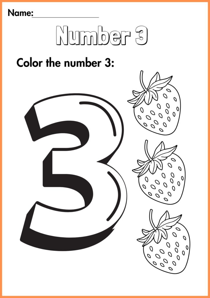 image showing color the number 3 worksheet