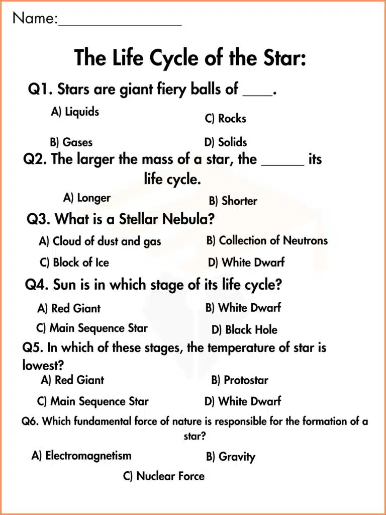 image showing circle the correct option life cycle of the stars worksheet