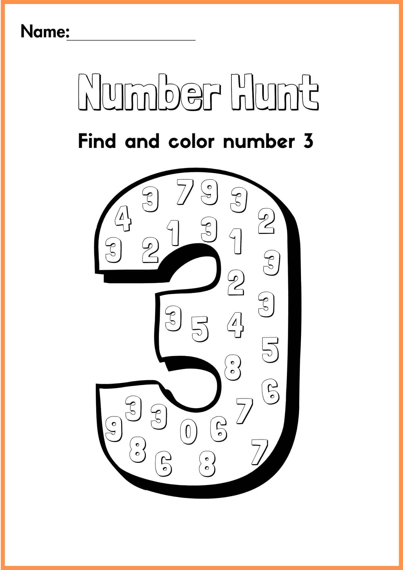 Number 3 Coloring Worksheet