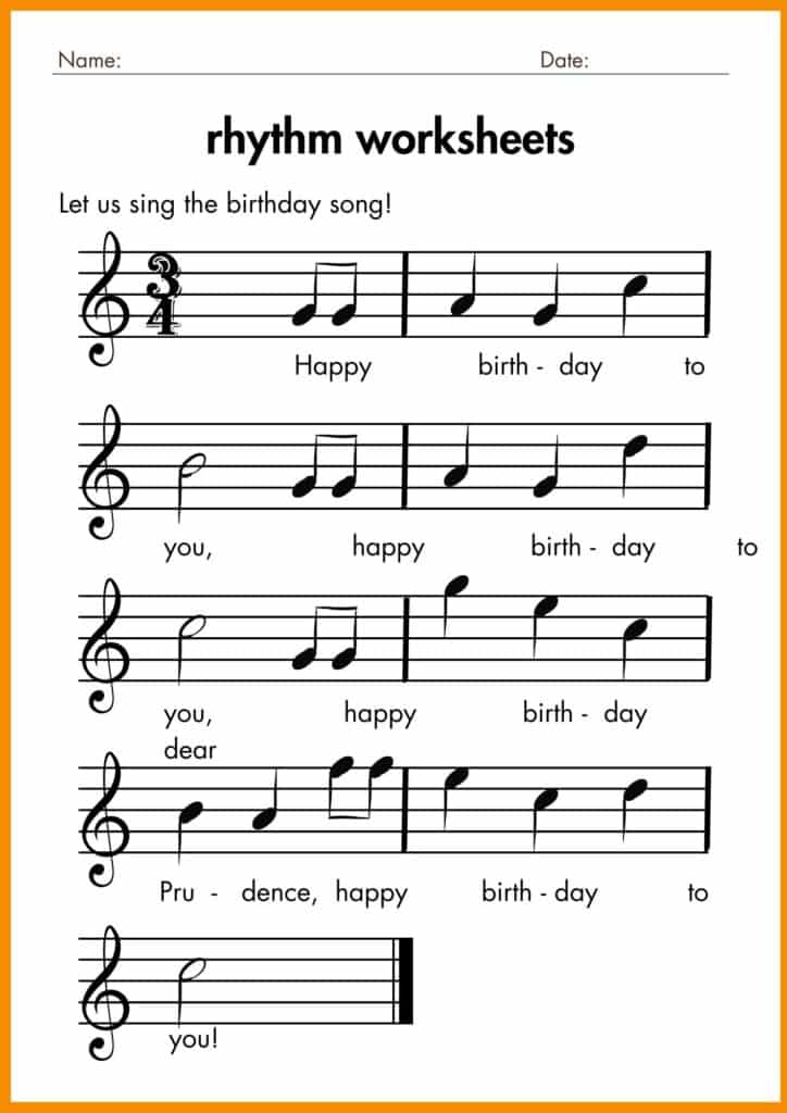 lets us sing the song rhythm worksheets
