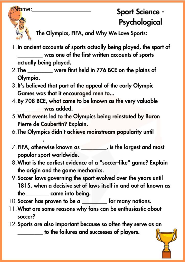 image showing solve the blanks sport psychology worksheets