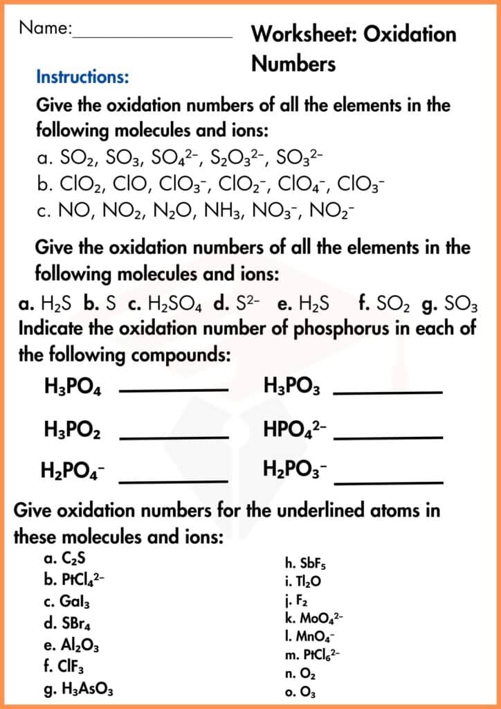 image showing Oxidation number worksheet