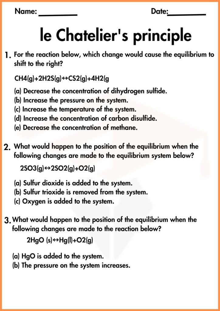 image showing tick the correct quiz le chatelier's principle worksheet