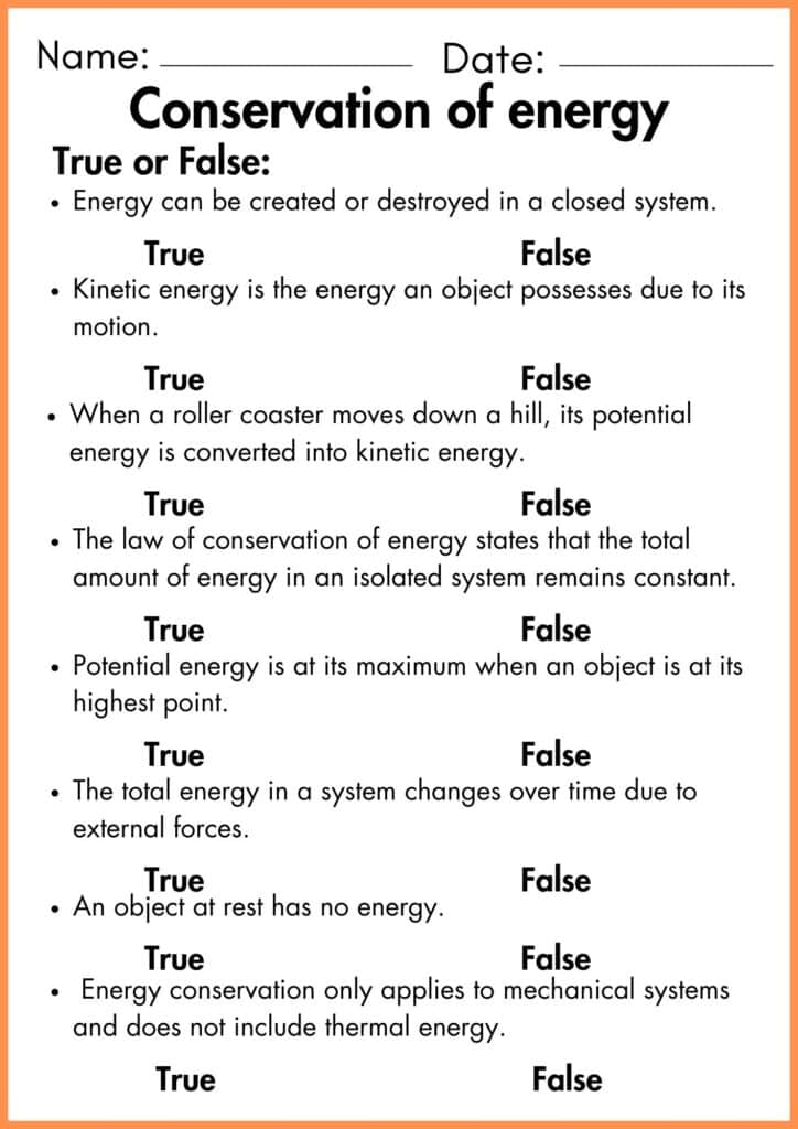 image showing conservation of energy. True or false