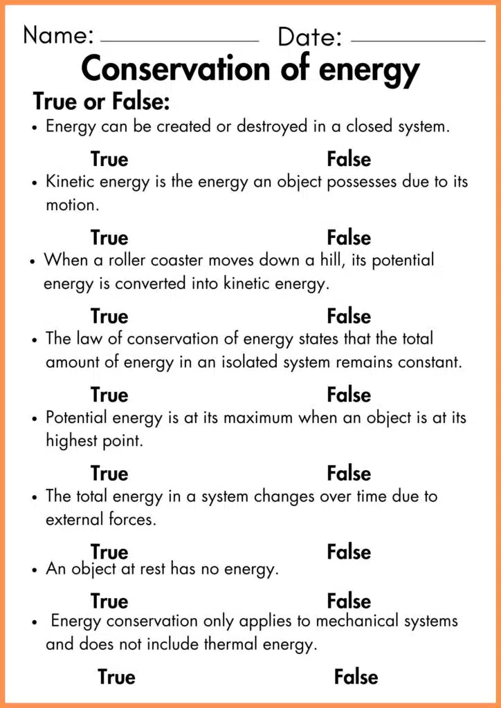 image showing conservation of energy. True or false