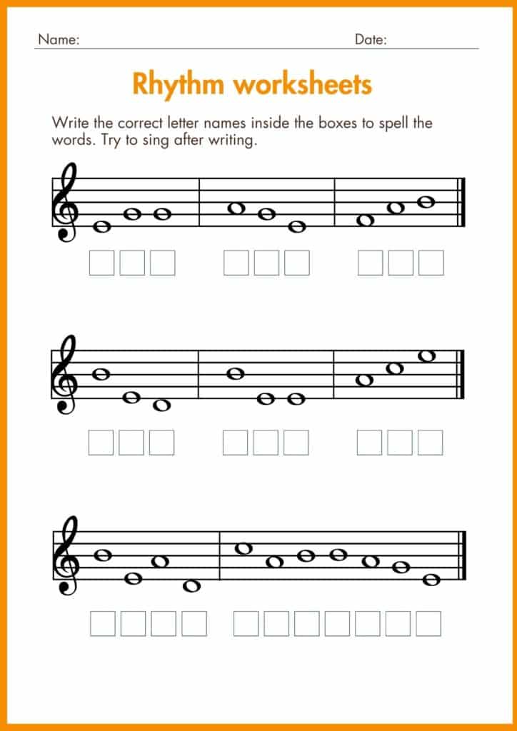 image showing letter name rhythm worksheets