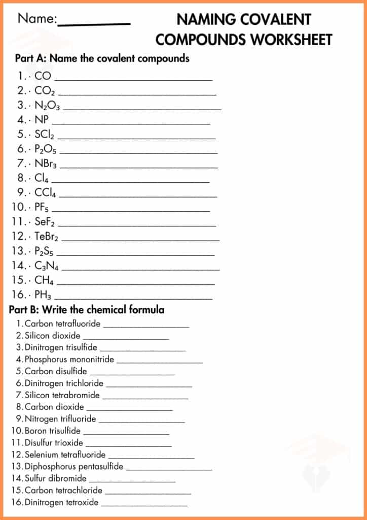 image showing write the name covalent compound worksheet