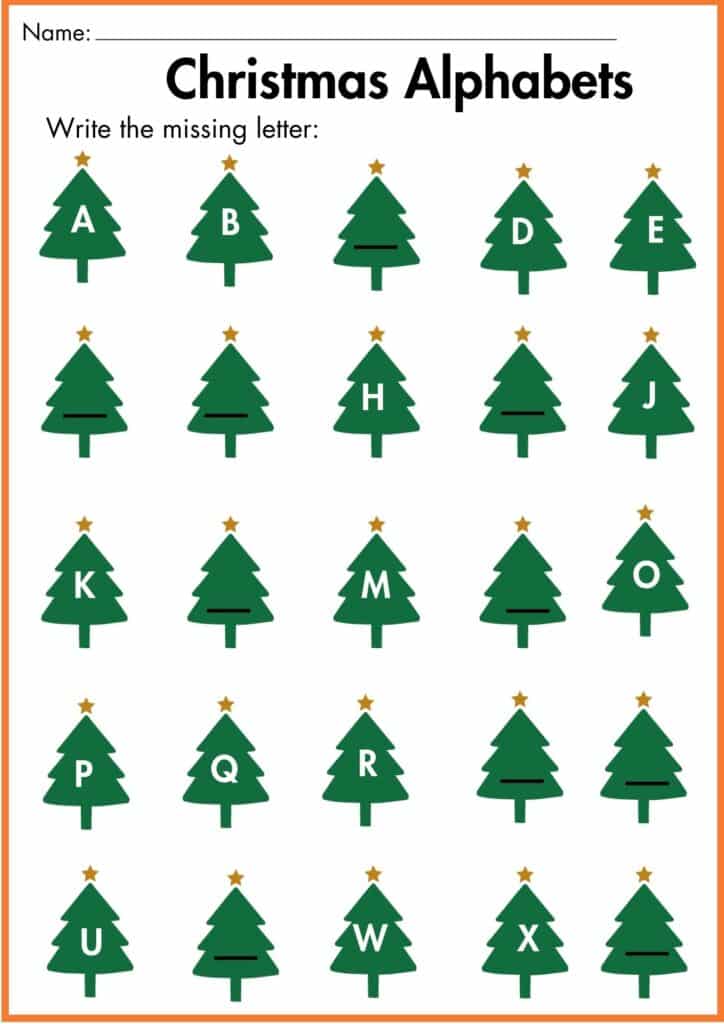 Image showing Christmas Alphabets Missing Letters worksheets