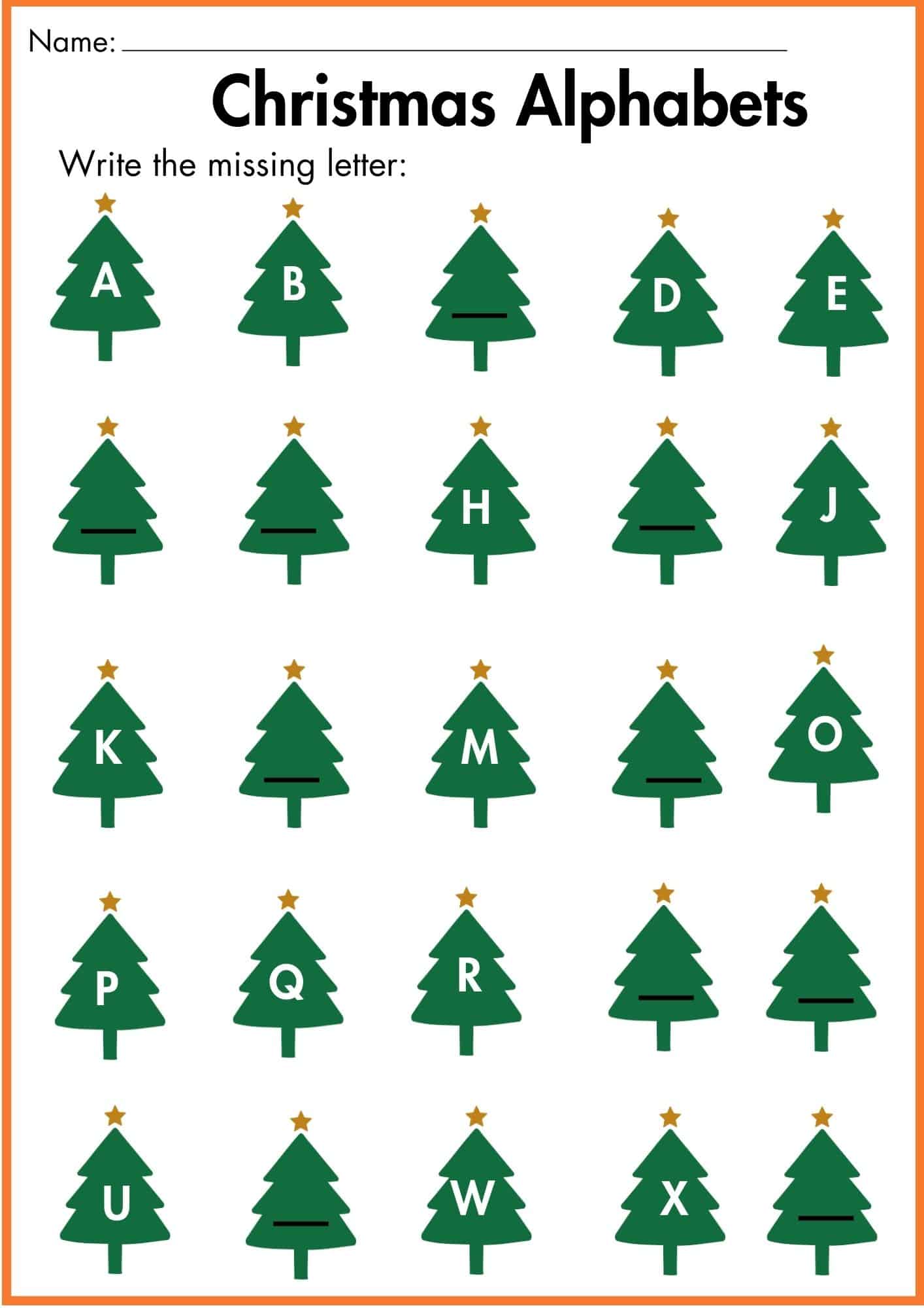 Christmas Alphabet Worksheets for Kindergarten (Free Printable & Download Now!)