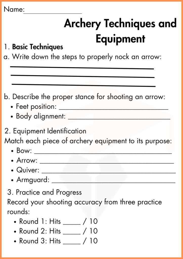 image showing Archery Techniques and Equipment worksheet 