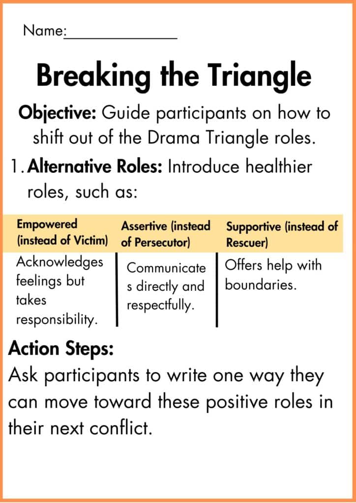 image showing Breaking the Triangle Karpman Drama Triangle worksheet 
