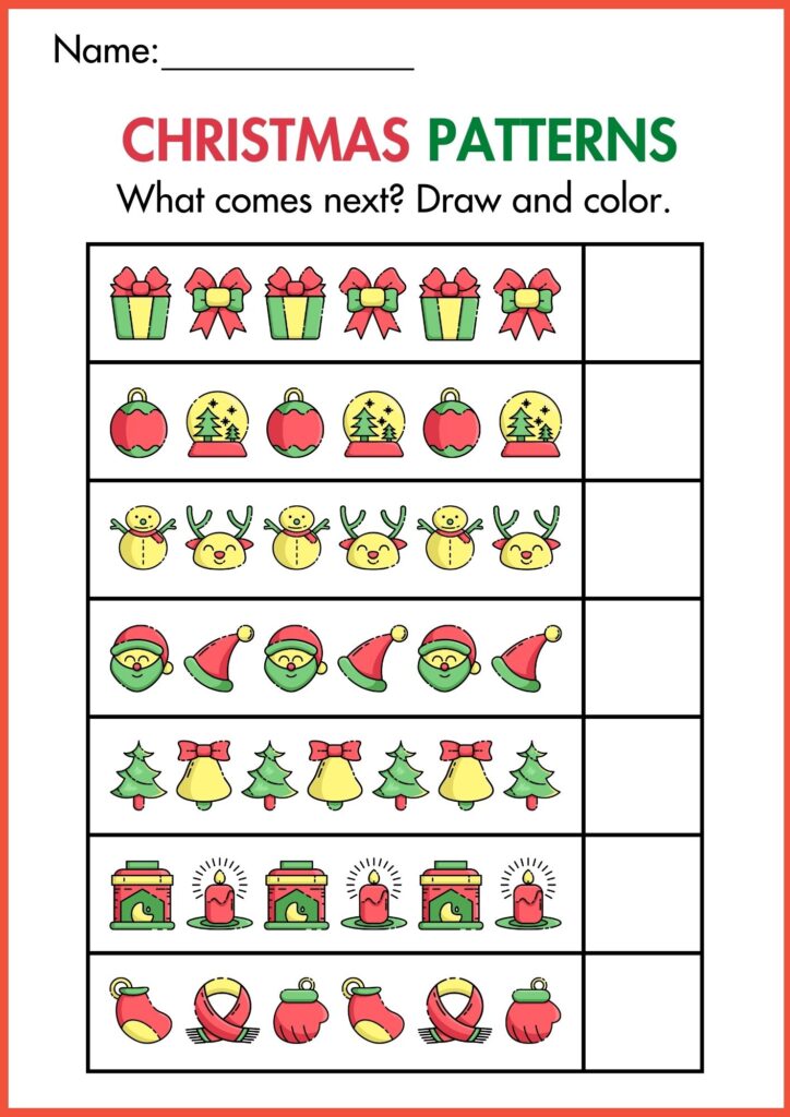 Image showing Christmas Patterns Draw and color worksheets 