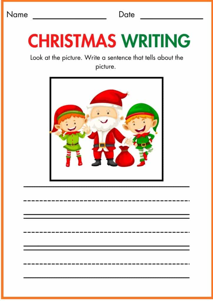 CHRISTMAS WRITING child worksheets 3