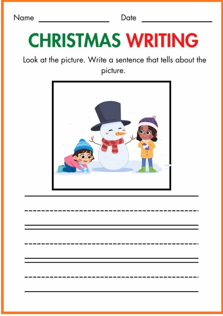 CHRISTMAS WRITING make snowman worksheet 6
