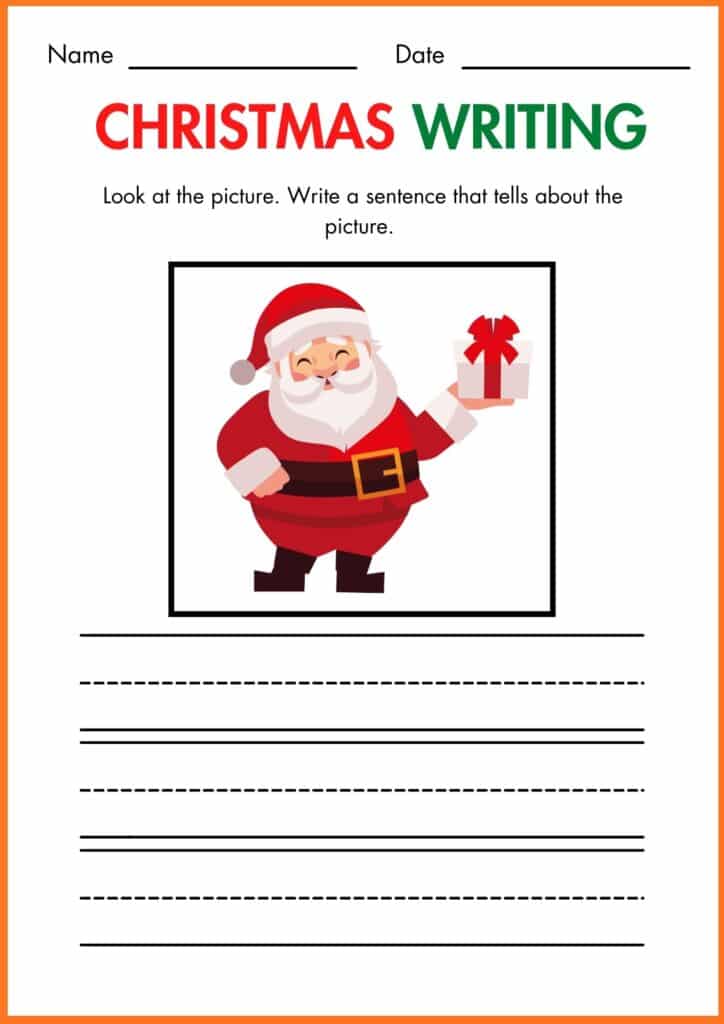 CHRISTMAS WRITING santa worksheet 1