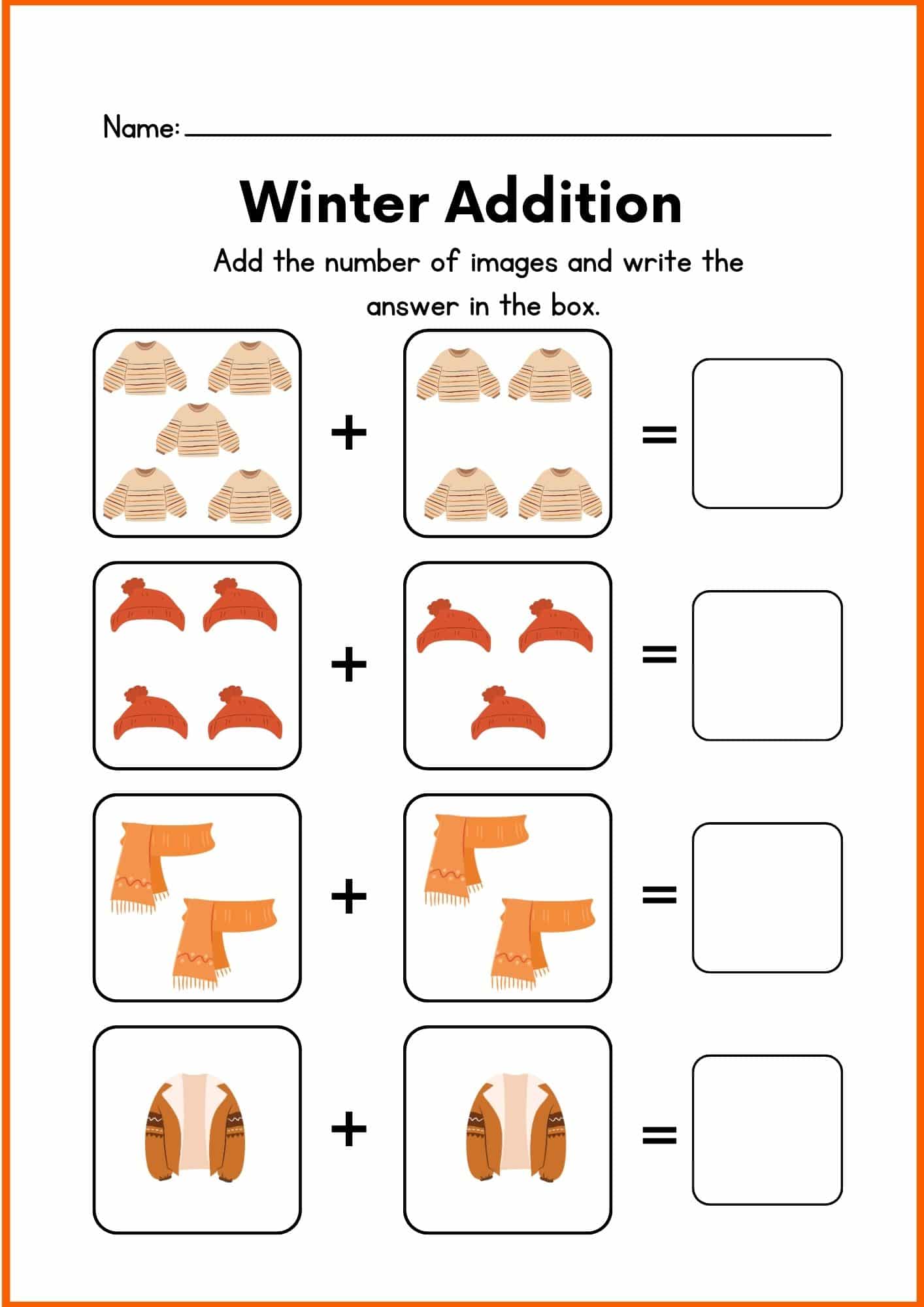 Winter Addition Worksheets