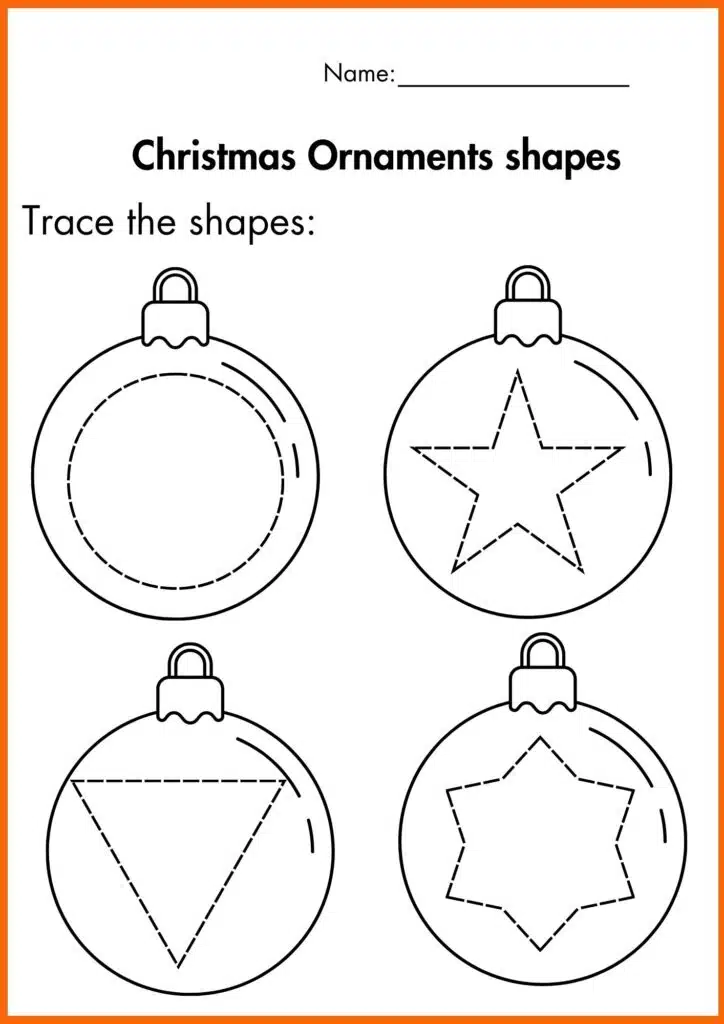 Image showing Christmas Ornament Shapes worksheets