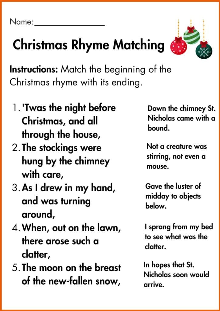 Image showing Christmas Rhymes worksheets