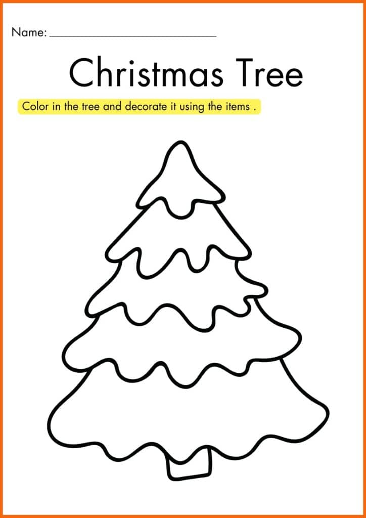 Christmas Tree Decorating color worksheet 2