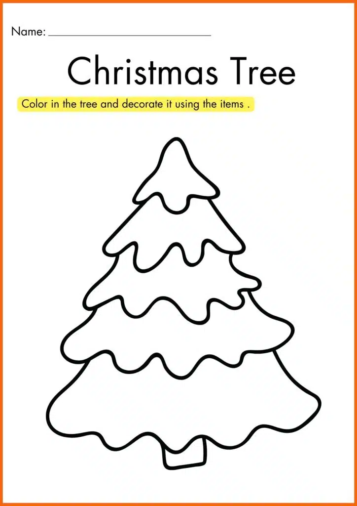 Christmas Tree Decorating color worksheet 2