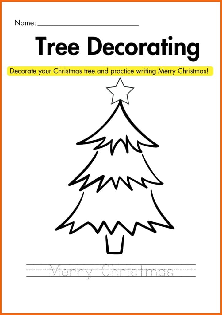 Image showing Christmas Tree Decorating worksheets