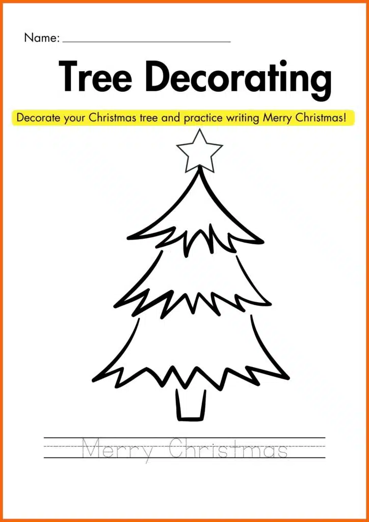 Image showing Christmas Tree Decorating worksheets