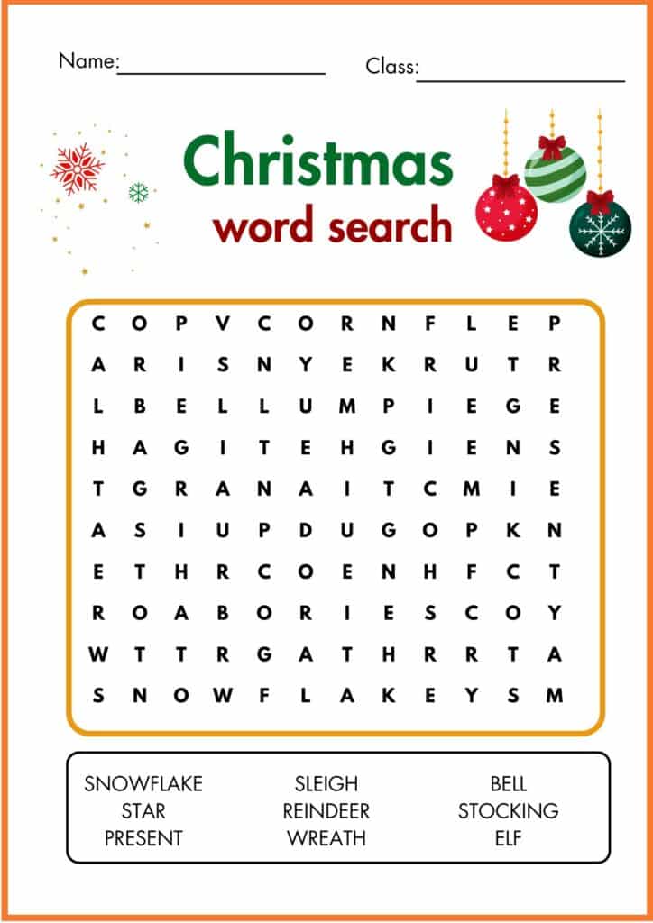 Image showing christmas find the word and circle worksheet
