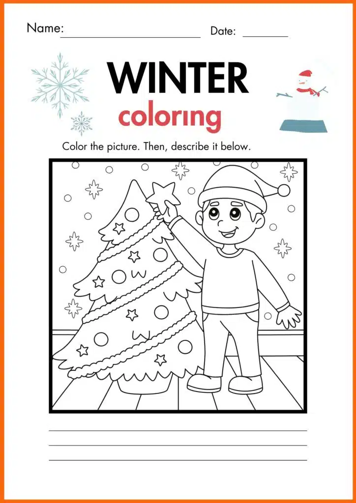 Christmas tree winter coloring worksheets 4