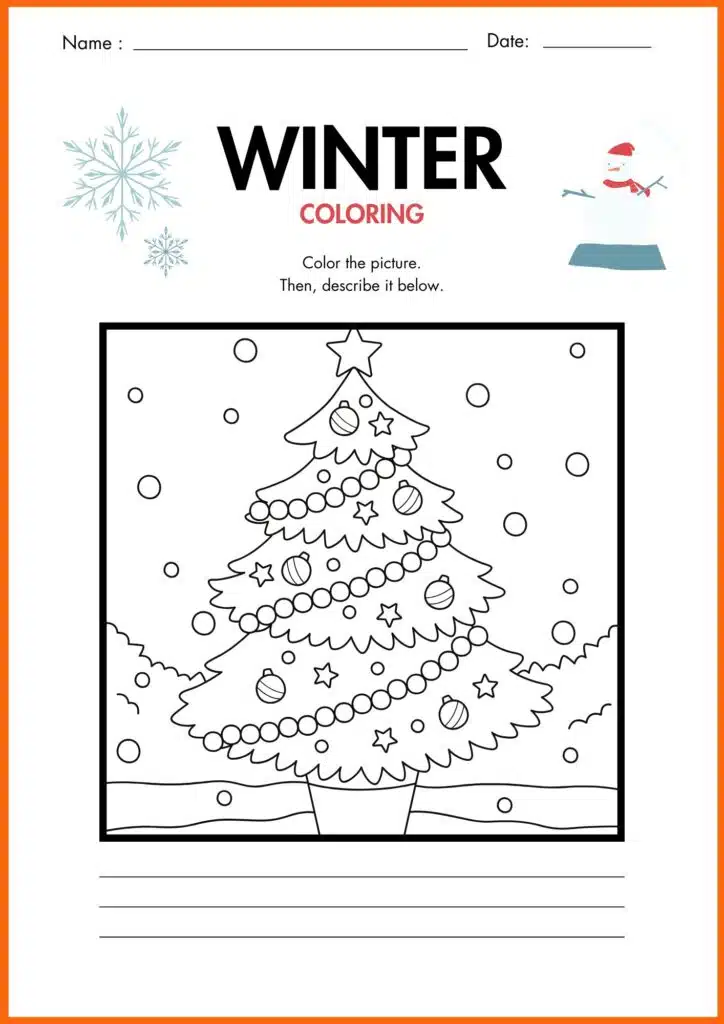 Christmas tree winter coloring worksheets 7
