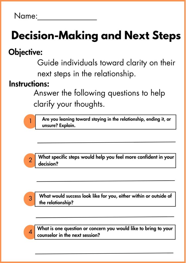 image showing Decision-Making and Next Steps worksheet 