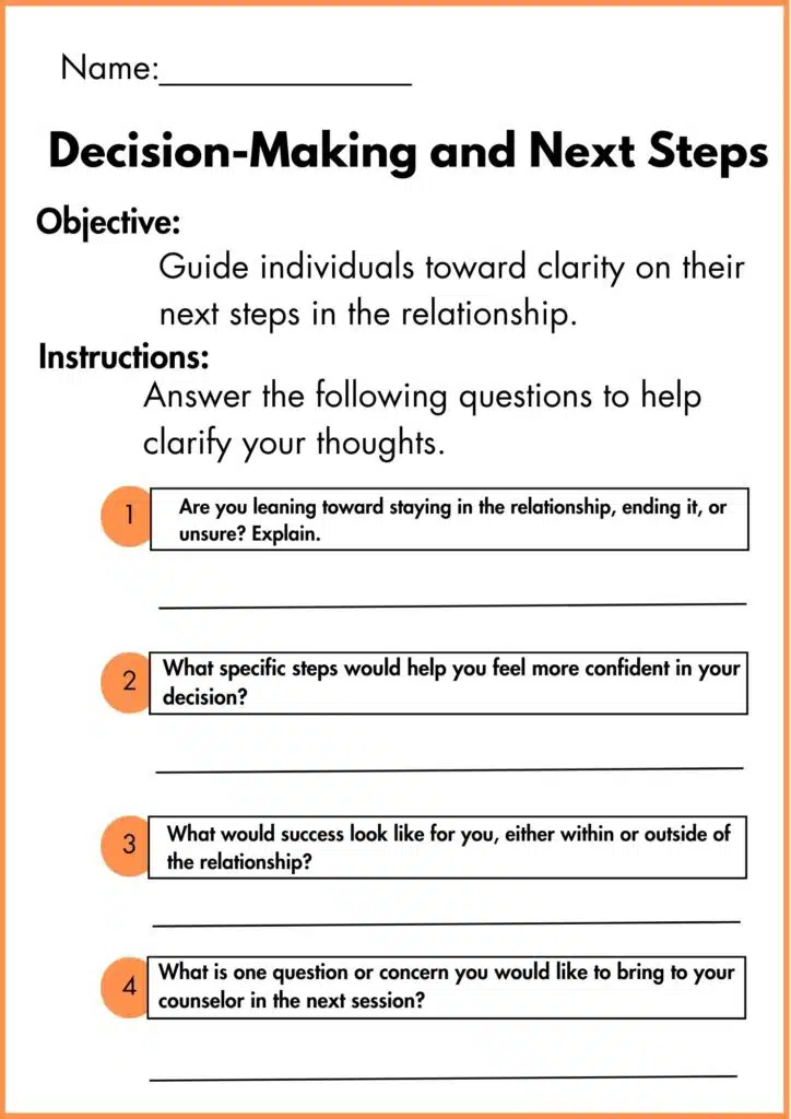 image showing Decision-Making and Next Steps worksheet 