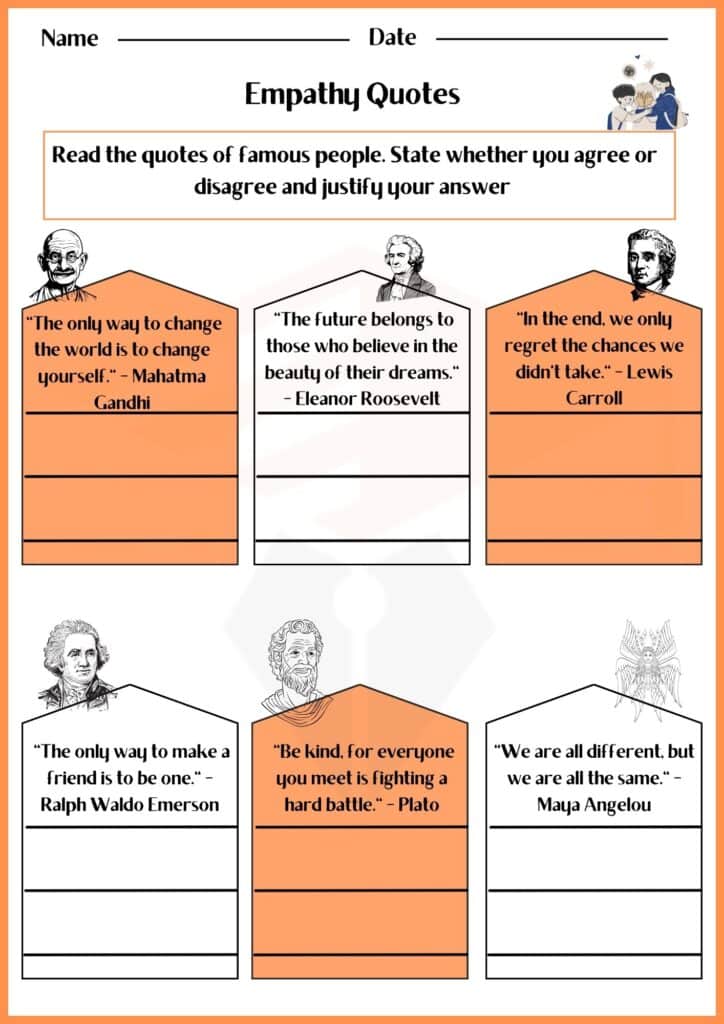 image showing Empathy Quotes worksheet