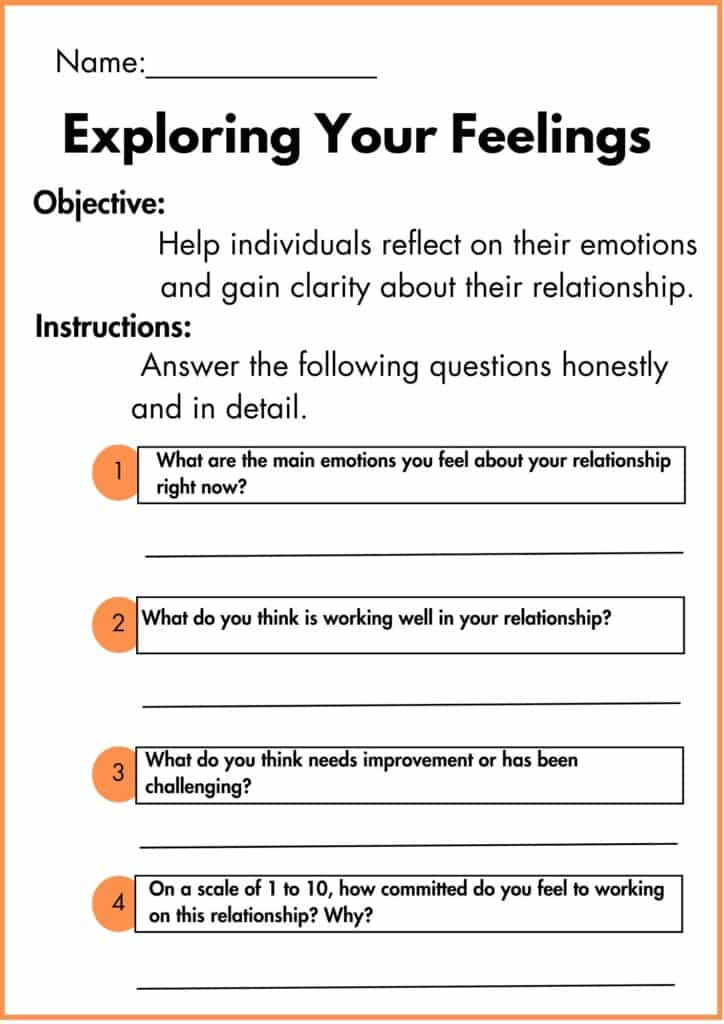 image showing Exploring Your Feelings worksheet