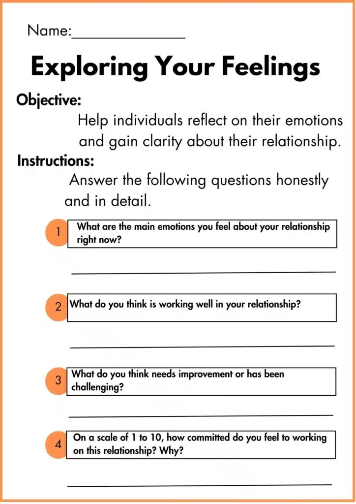 image showing Exploring Your Feelings worksheet