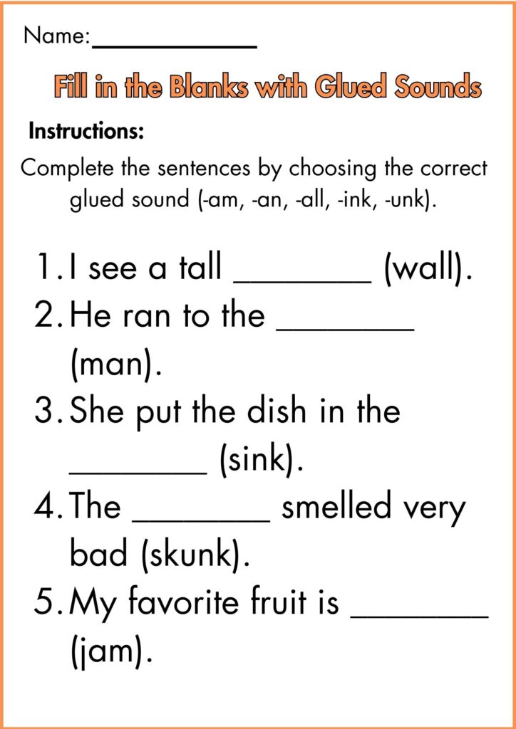 image showing Fill in the Blanks with Glued Sounds worksheet 