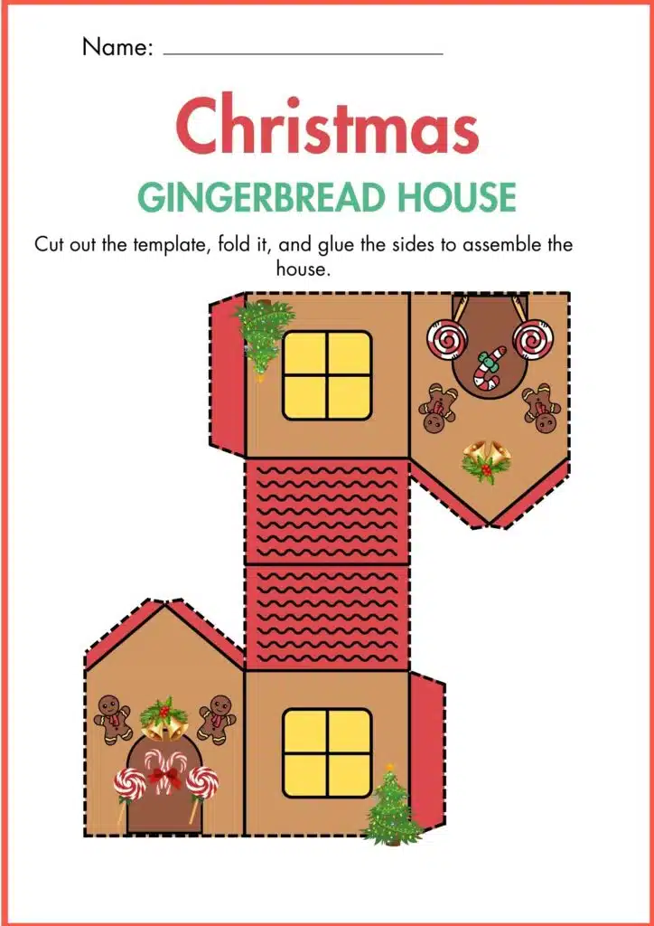 Image showing gingerbread house craft worksheets