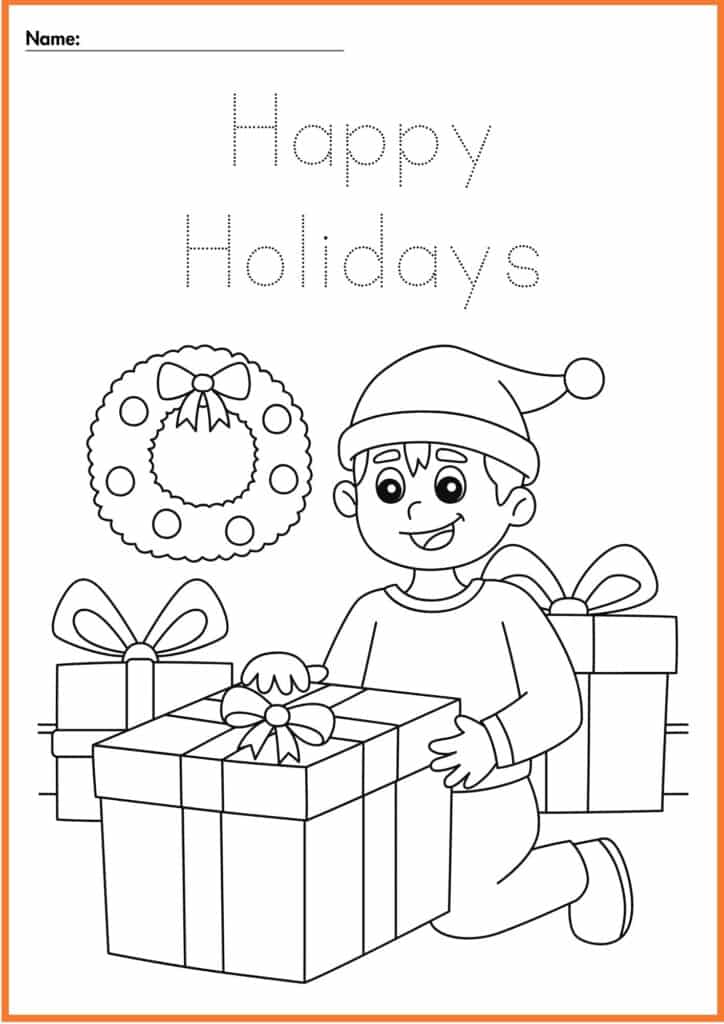 Image showing Color the picture  and Trace Christmas Holiday worksheet
